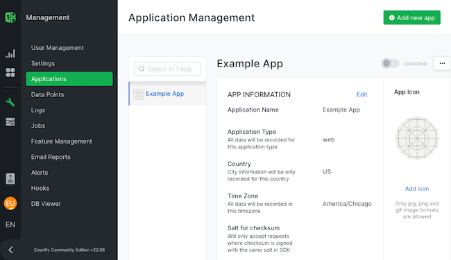 Countly dashboard